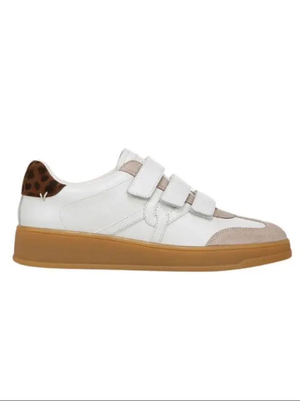Veronica Beard | Reagan Velcro Sneakers | White/Leopard | Size 8